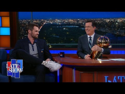 Kevin Love Shows Off NBA Championship Trophy
